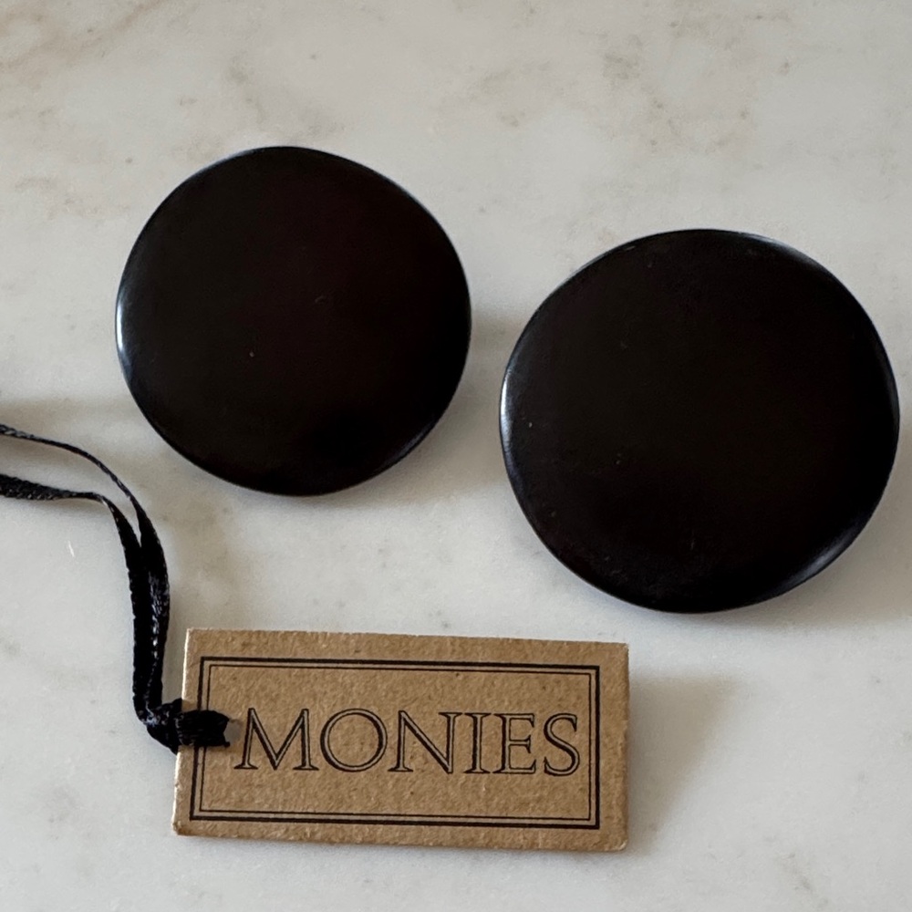 Monies Ebony Disc Clip On Earrings